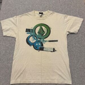 Volcom Stone Graphic T-Shirt Mens Medium Cream Y2K Skate Surf Abstract Tee